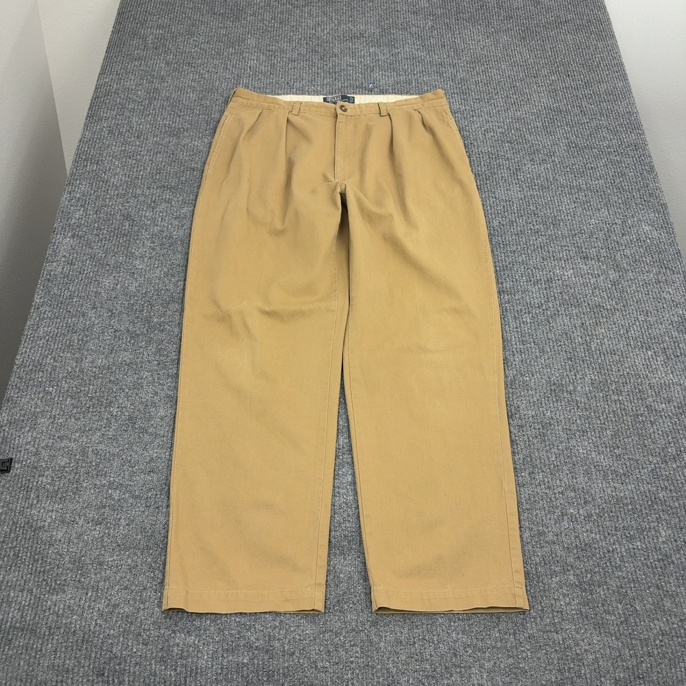 Polo Ralph Lauren Andrew Pant Pants Mens 38/32 Tan Cotton Pleated Chino Classic